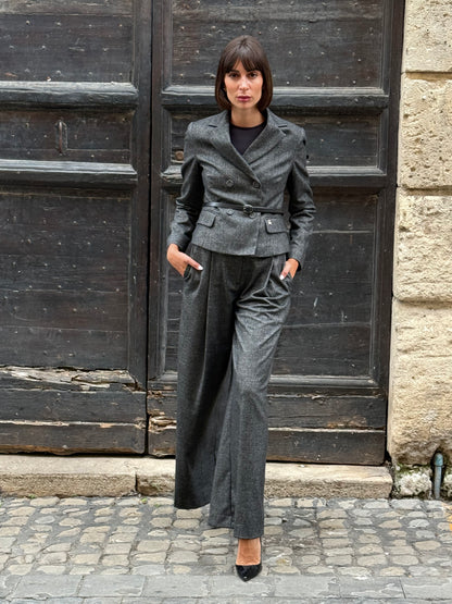 Completo sale e pepe con giacca doppiopetto crop - Souvenir Clubbing