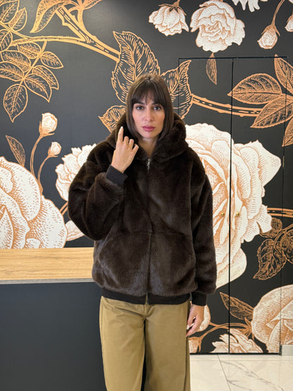 Bomber ecopelliccia con cappuccio - Souvenir Clubbing