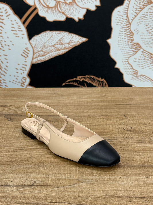 Slingback flat bicolor nude\nero - Ovyé