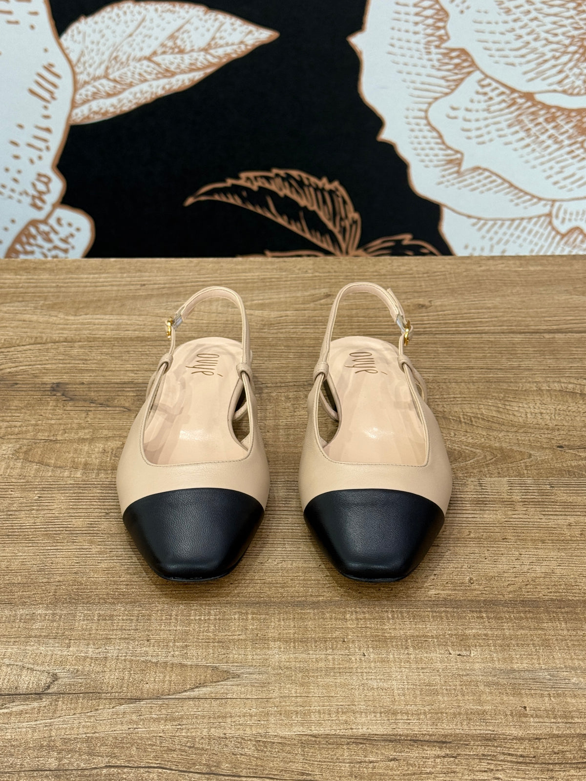 Slingback flat bicolor nude\nero - Ovyé