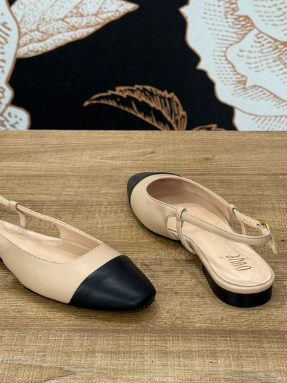Slingback flat bicolor nude\nero - Ovyé