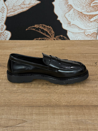 Mocassino con frange nero - Ovyé
