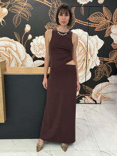 Abito cut out lungo marrone - Kontatto