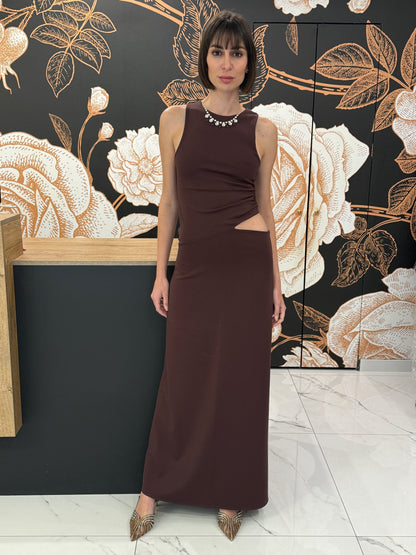 Abito cut out lungo marrone - Kontatto