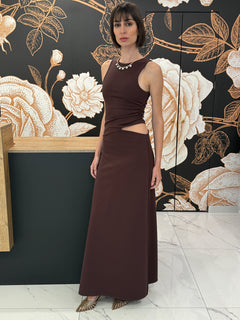 Abito cut out lungo marrone - Kontatto