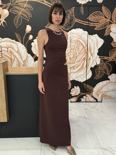 Abito cut out lungo marrone - Kontatto