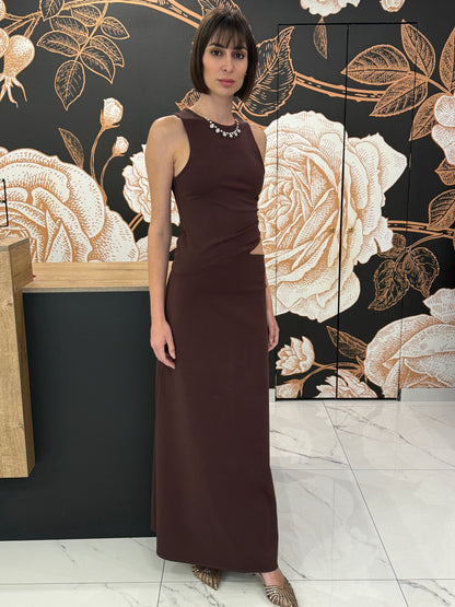 Abito cut out lungo marrone - Kontatto