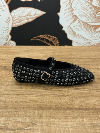 Ballerina in pelle scamosciata con pietre toto su tono - Ovyé