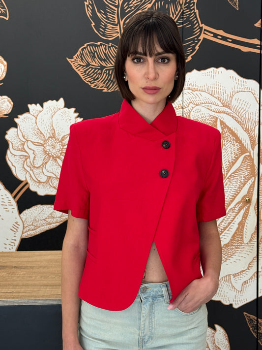 Giacca crop mezza manica rossa - HAVEONE