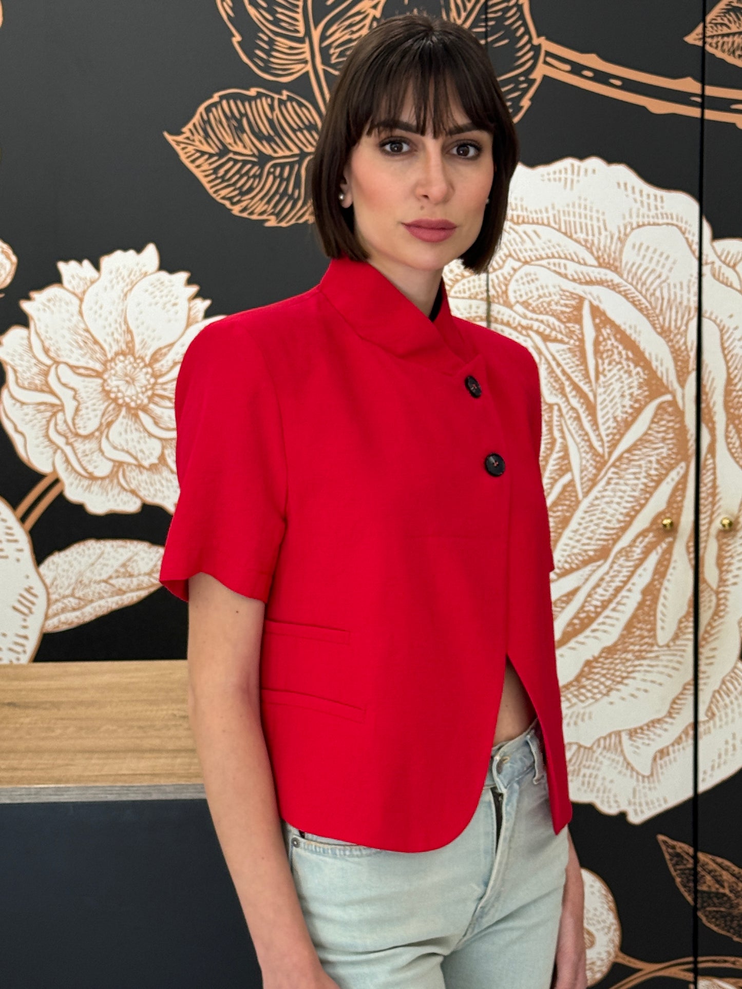 Giacca crop mezza manica rossa - HAVEONE