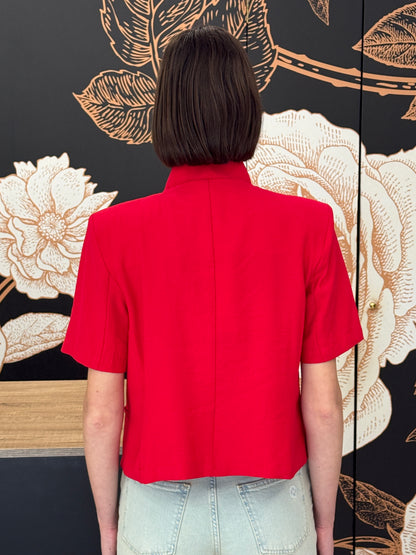 Giacca crop mezza manica rossa - HAVEONE