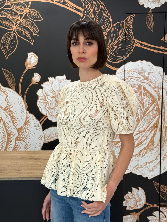Blusa in pizzo con spalline - Haveone