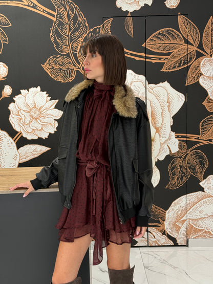Bomber ecopelle nero - Lumina