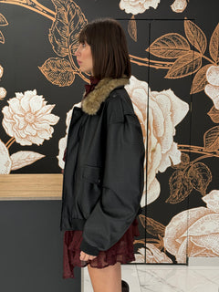 Bomber ecopelle nero - Lumina