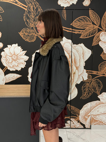 Bomber ecopelle nero - Lumina