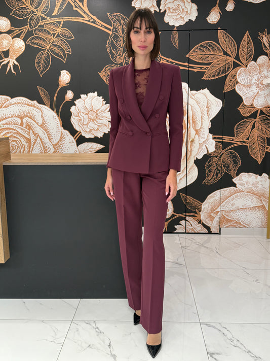 Pantalone palazzo Regular vita alta bordeaux - Silence Limited
