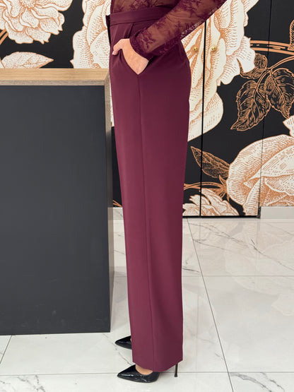 Pantalone palazzo Regular vita alta bordeaux - Silence Limited