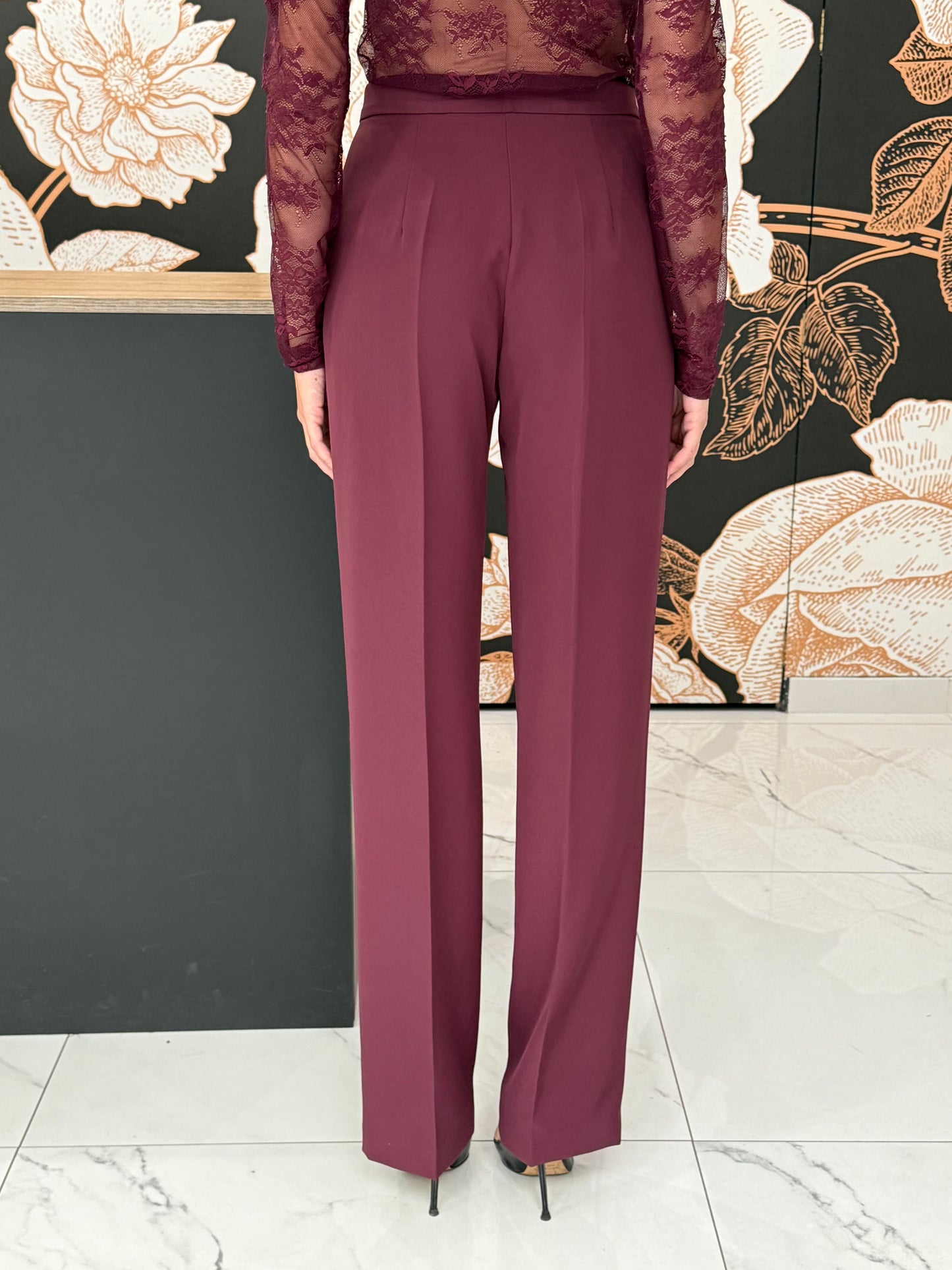Pantalone palazzo Regular vita alta bordeaux - Silence Limited