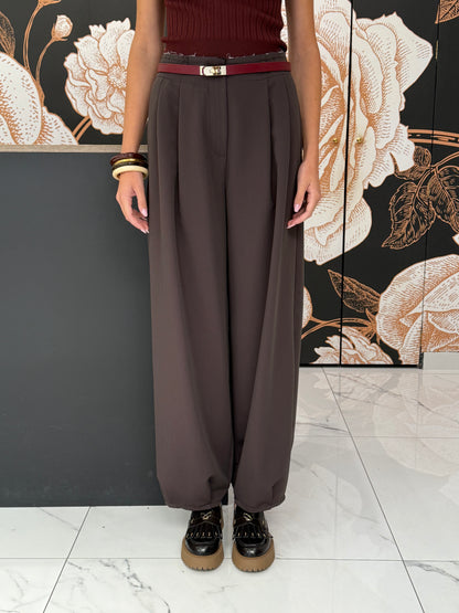 Pantalone con Pieghe a Palloncino cioccolato - Vicolo