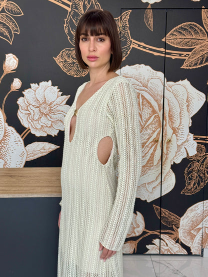 Abito lungo in crochet cut-out burro - HaveOne