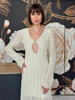 Abito lungo in crochet cut-out burro - HaveOne