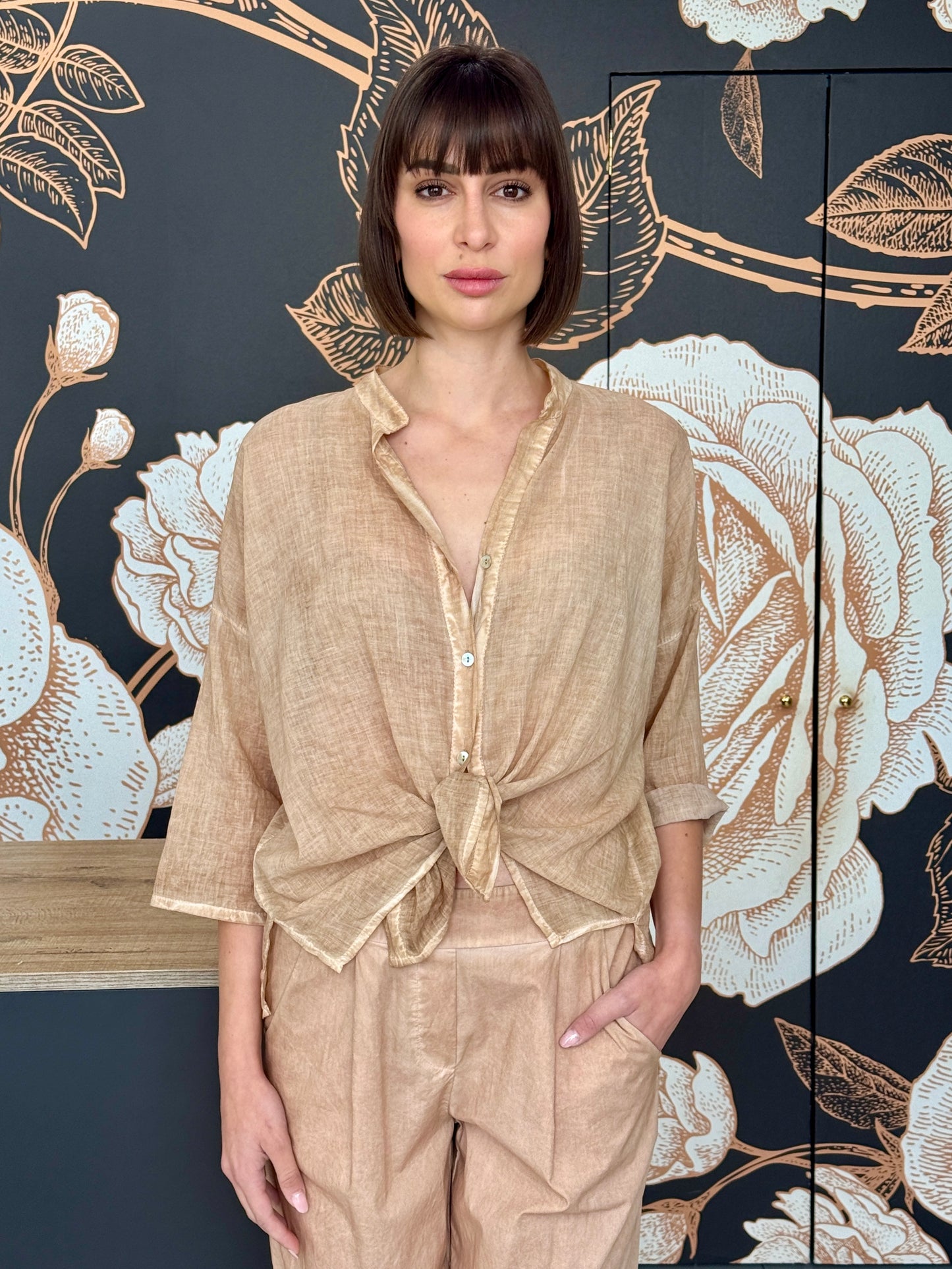 Camicia in voile nocciola - HaveOne