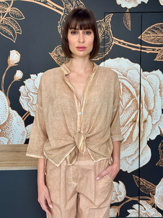 Camicia in voile nocciola - HaveOne