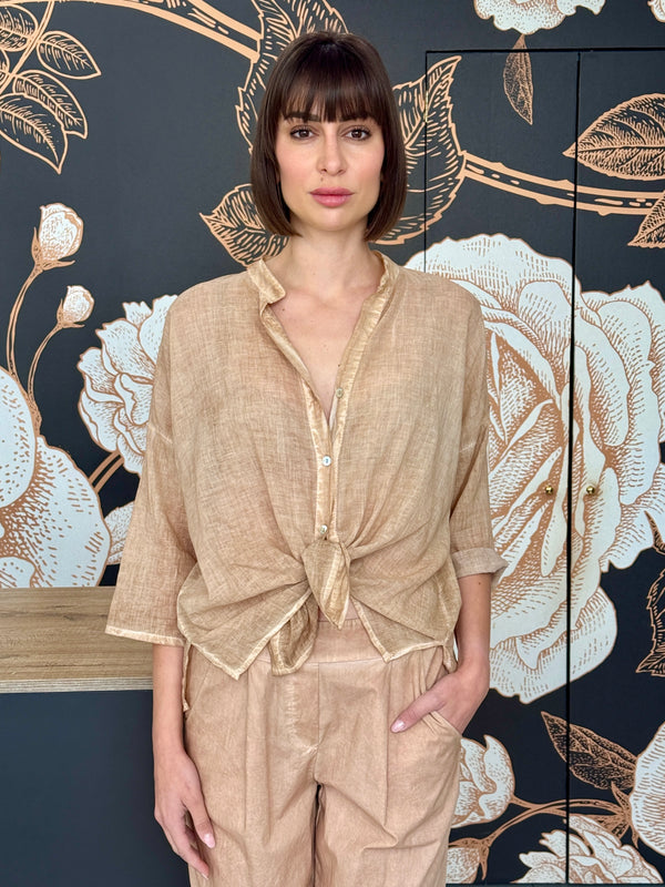 Camicia in voile nocciola - HaveOne