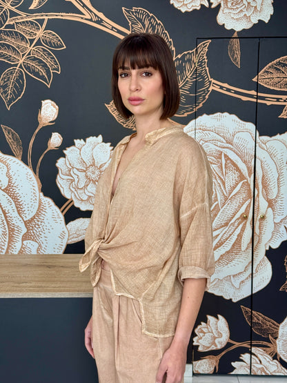 Camicia in voile nocciola - HaveOne