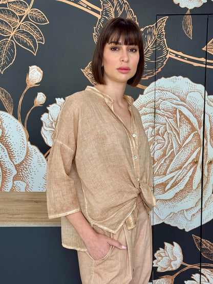 Camicia in voile nocciola - HaveOne