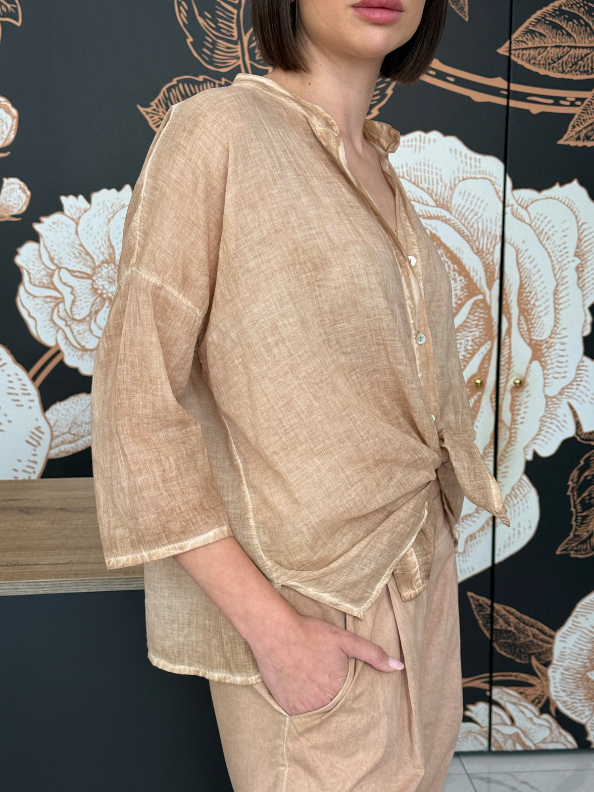 Camicia in voile nocciola - HaveOne