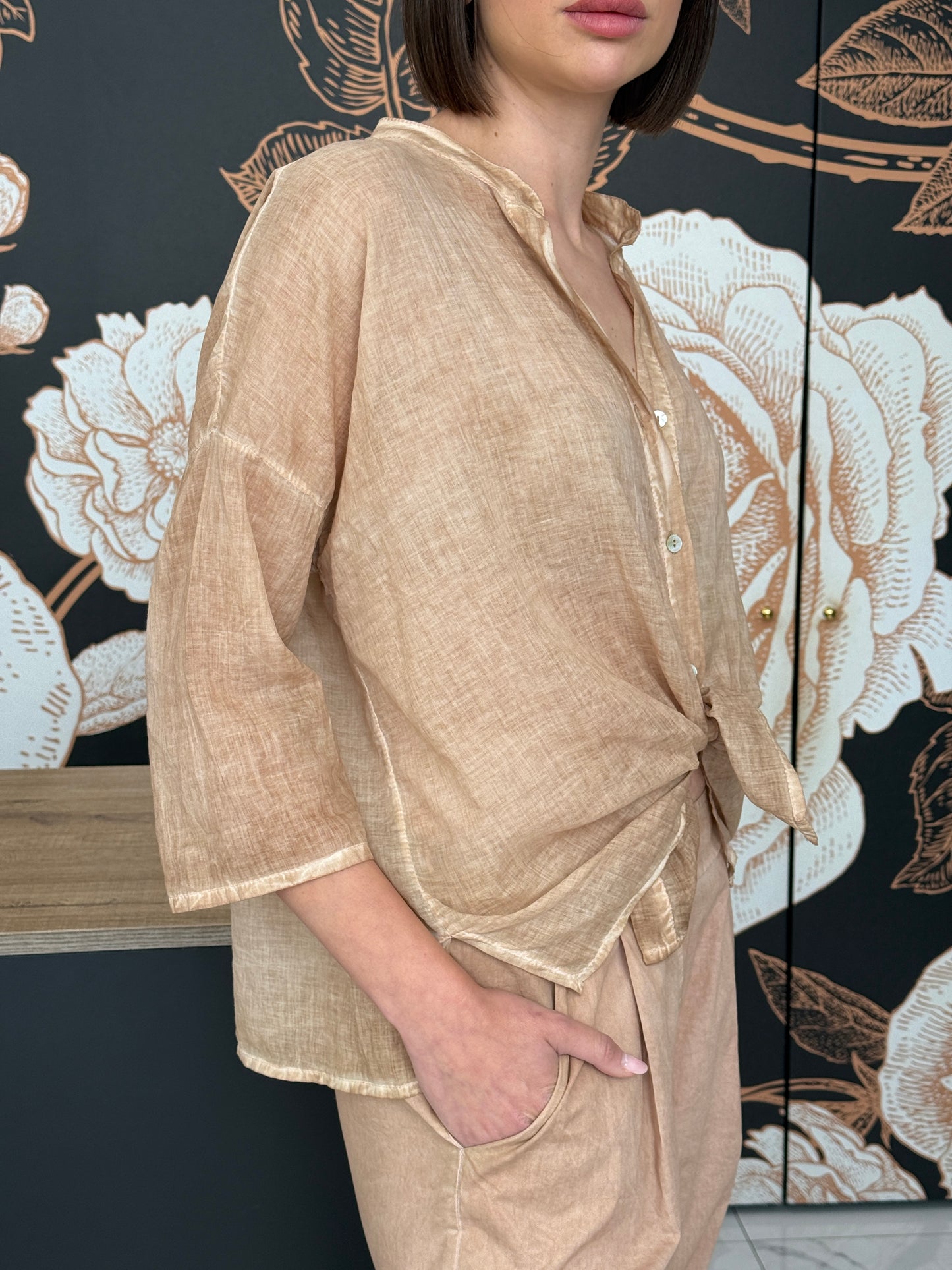 Camicia in voile nocciola - HaveOne