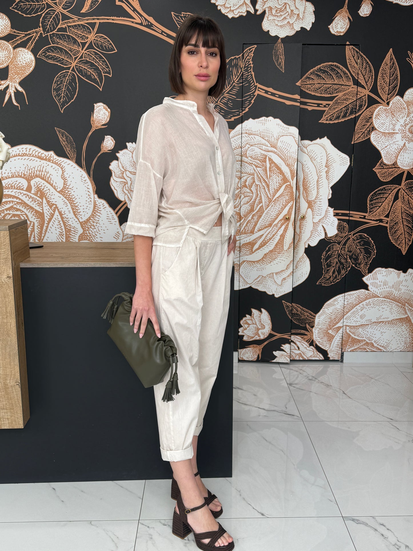 Pantalone in popeline beige - HaveOne