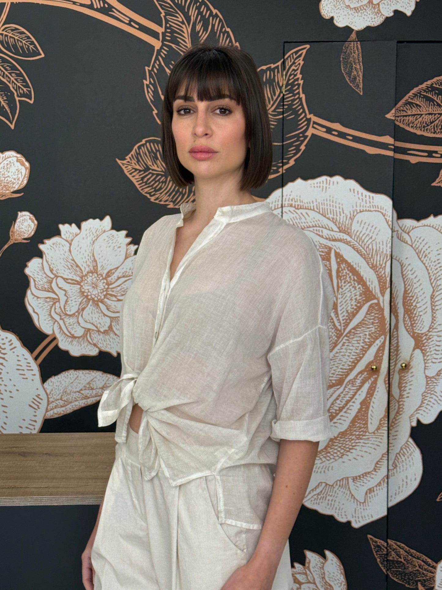 Camicia in voile beige - HaveOne