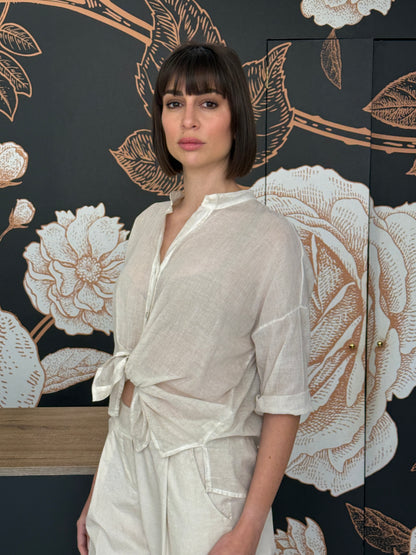 Camicia in voile beige - HaveOne