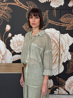 Camicia in voile over kaki - HaveOne