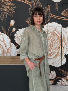 Camicia in voile over kaki - HaveOne