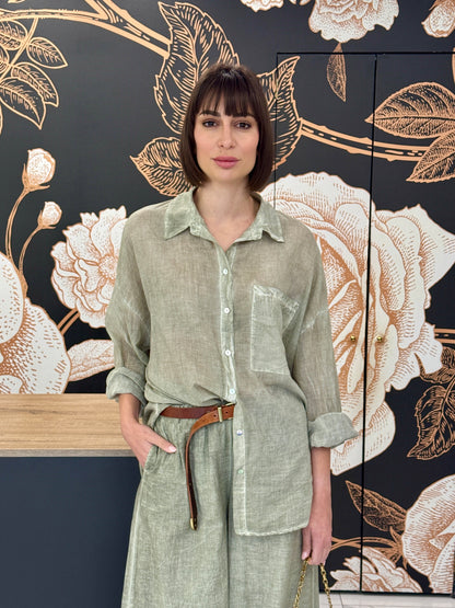 Camicia in voile over kaki - HaveOne
