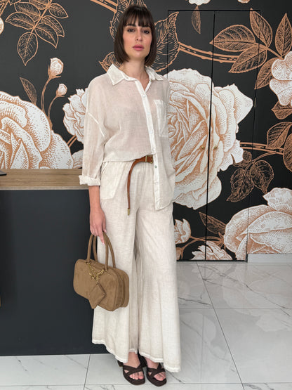 Camicia in voile over  beige - HaveOne