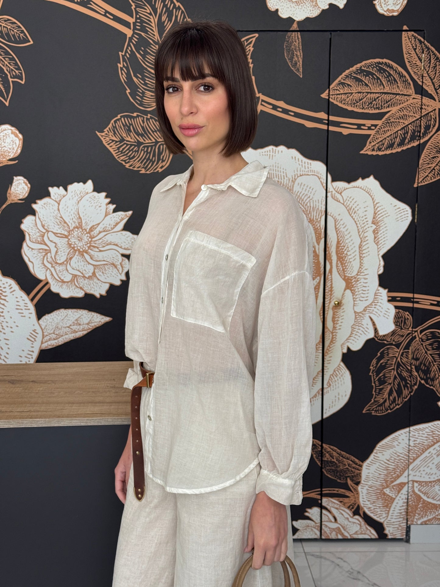 Camicia in voile over  beige - HaveOne