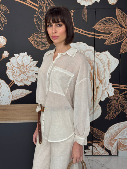 Camicia in voile over  beige - HaveOne