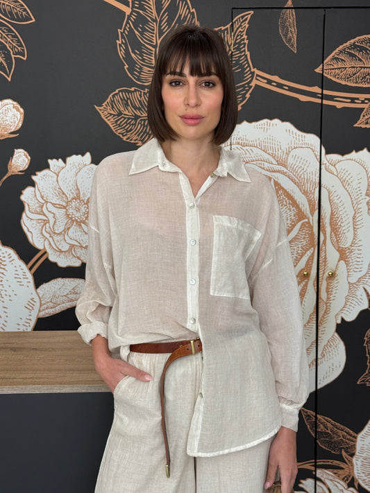 Camicia in voile over  beige - HaveOne