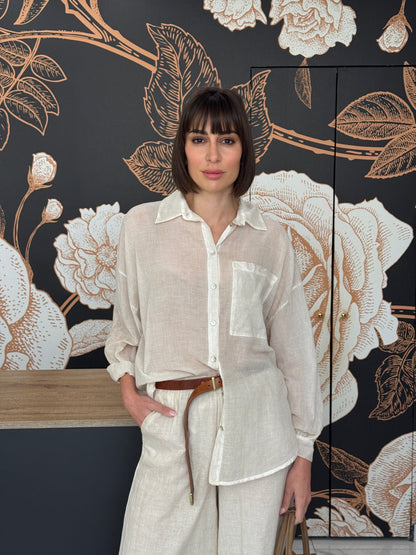 Camicia in voile over  beige - HaveOne