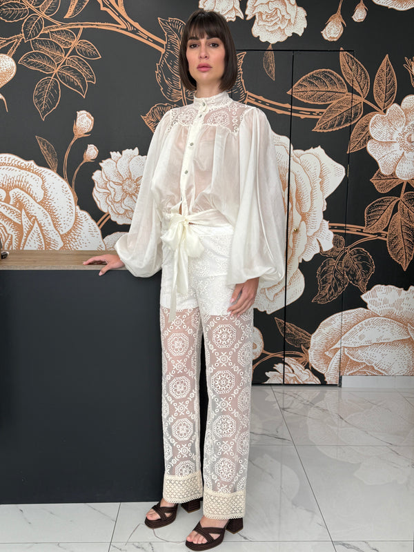 Pantalone in pizzo con balza sul fondo - HaveOne