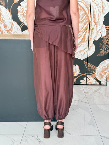 Pantalone baloon cioccolato con pareo rimovibile - HAVEONE