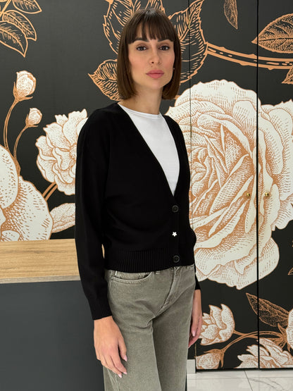 Cardigan con bottone gioiello (vari colori) - Vicolo