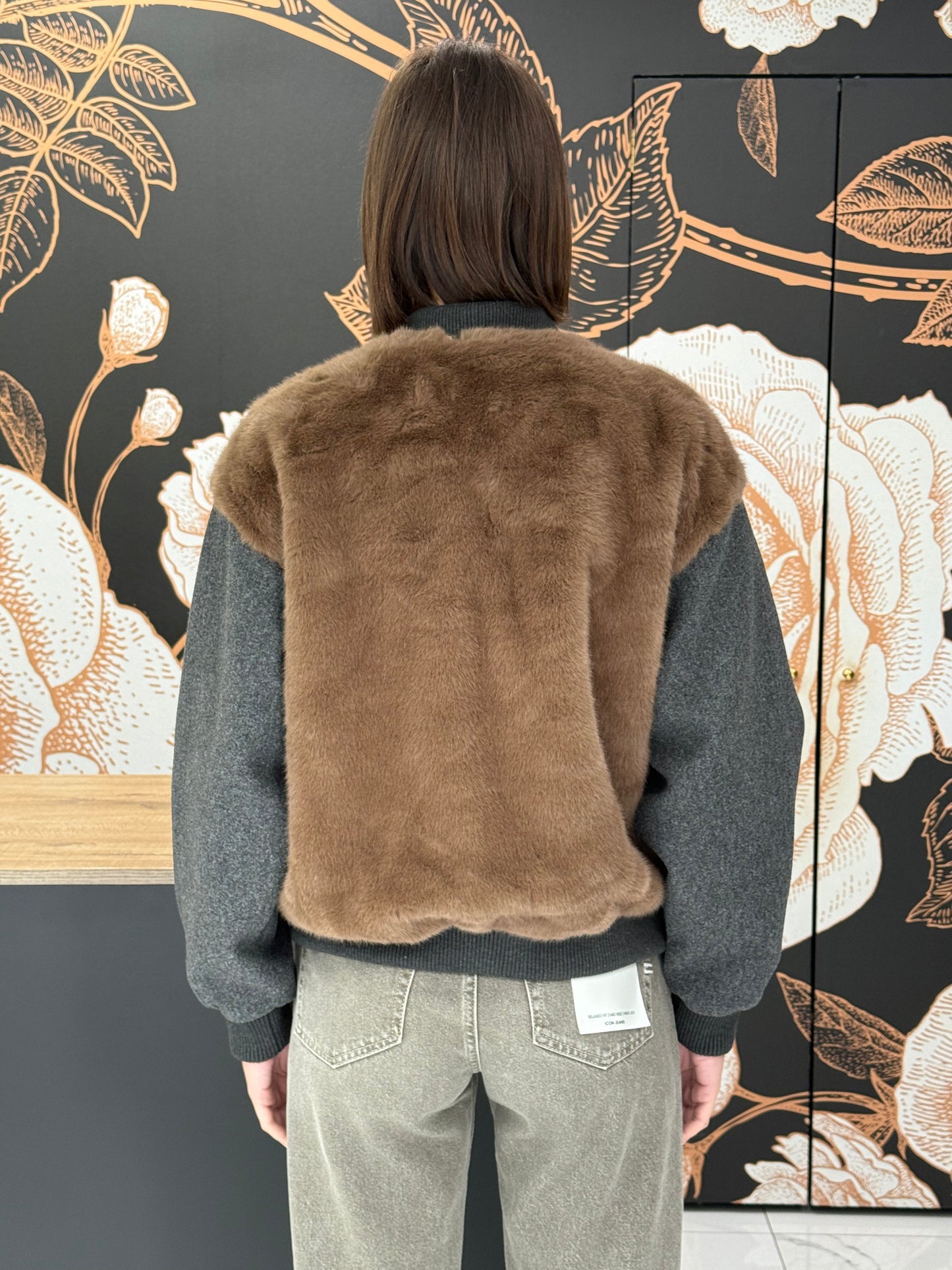 Bomber ecopelliccia con inserti - Souvenir Clubbing