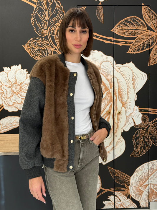 Bomber ecopelliccia con inserti - Souvenir Clubbing