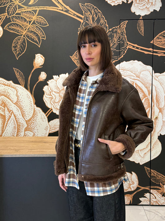 Giubbotto modello biker marrone - Silence Limited