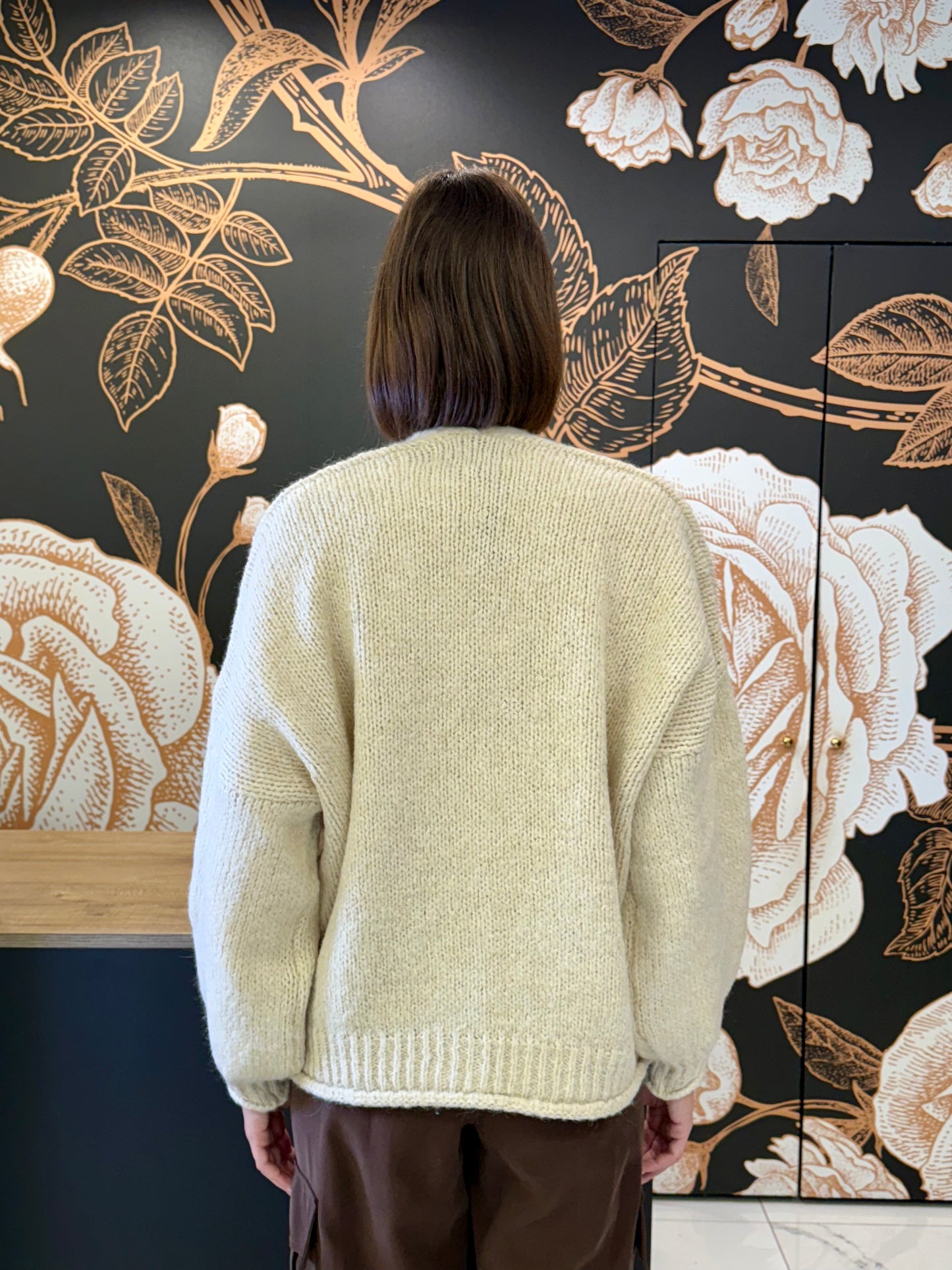 Cardigan tre bottoni panna -  HaveOne